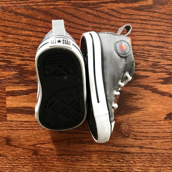 CONVERSE INFANT TODDLER SHOES SNEAKERS ALL STAR HI-TOP Sz 5 Color Gray EUC - Picture 3 of 6